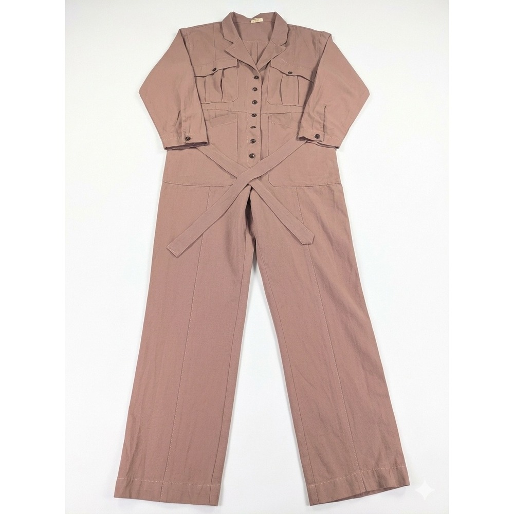 Easel Los Angeles Mauve Cotton Utility Jumpsuit Long Sleeve Boiler Suit EB50143
